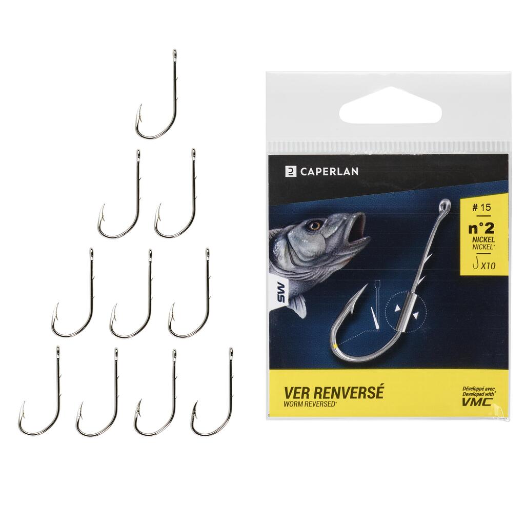 Eyed hook HOOK NICKEL WORM EYE X10 for sea fishing