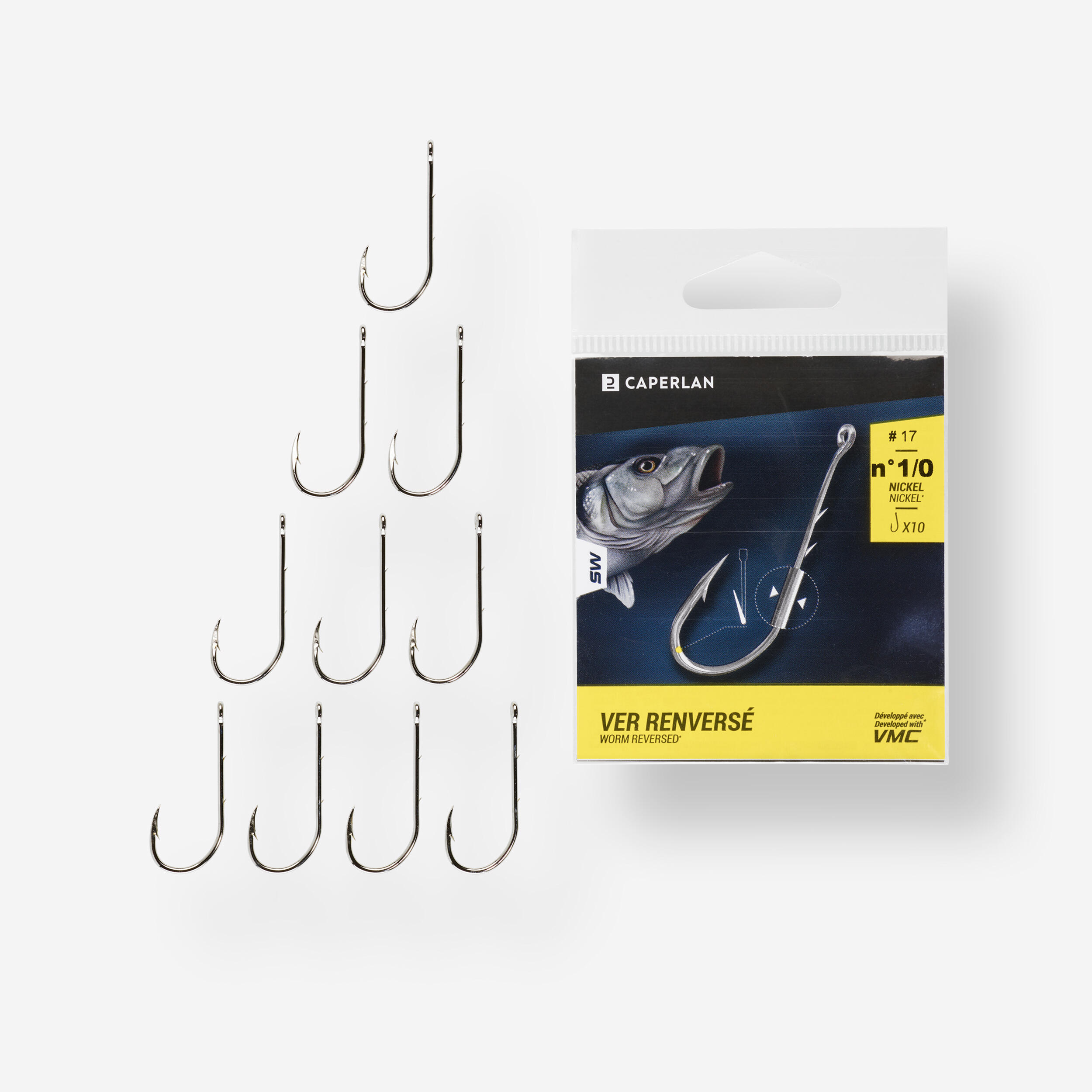 caperlan Eyed hook HOOK NICKEL WORM EYE X10 for sea fishing-picture-21