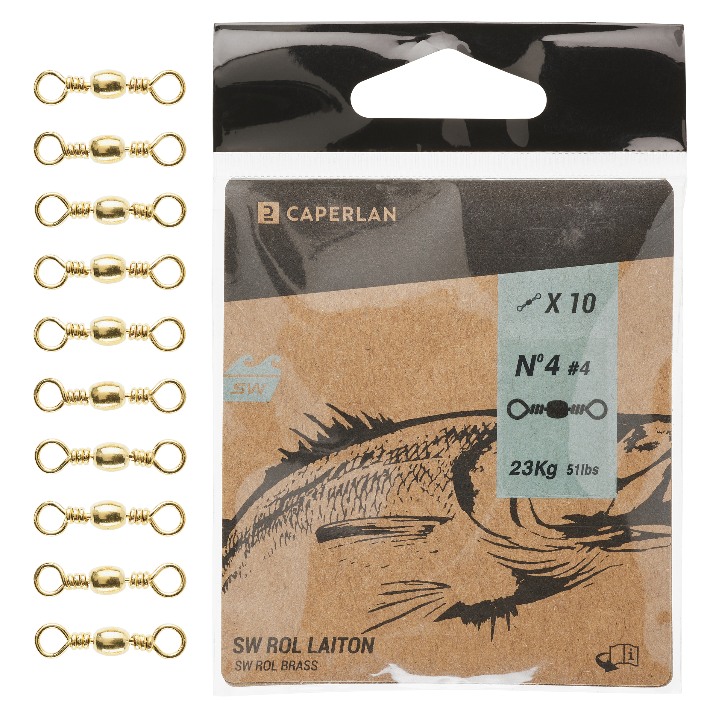 Fishing Barrel Swivel x10 SW Brass
