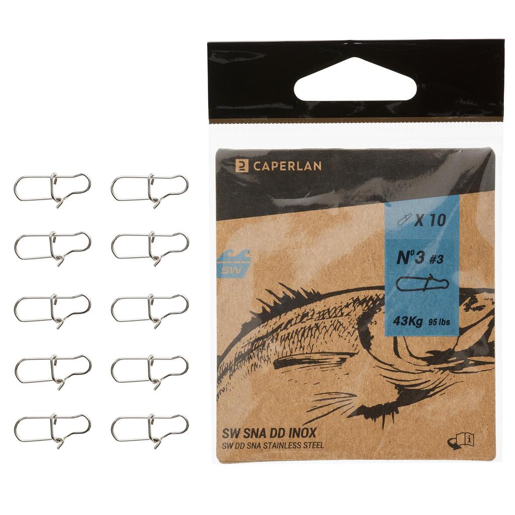 Fishing Stainless Steel Double Snap Clips x10