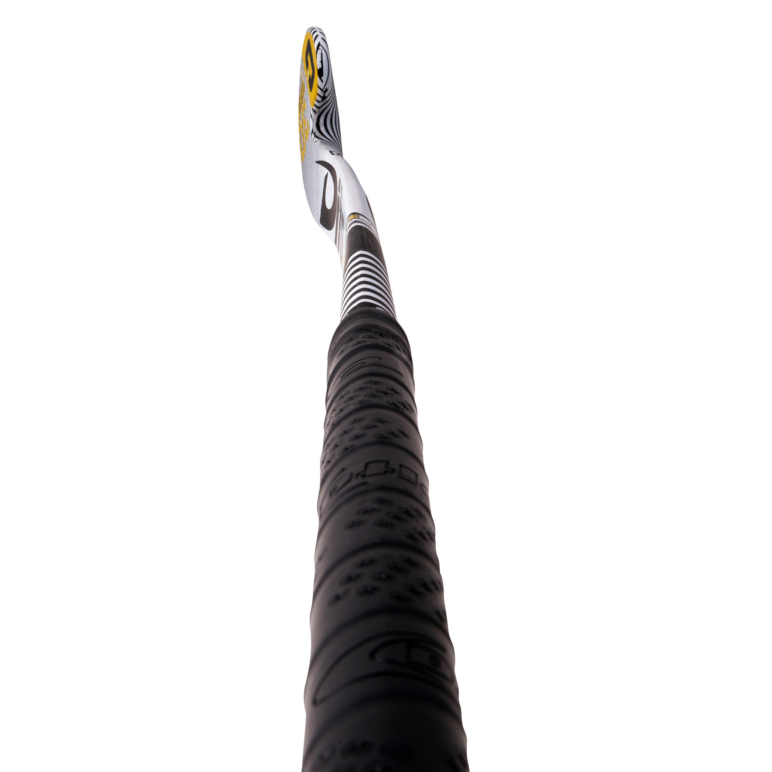 Kids' Field Hockey 30% Carbon Mid Bow Stick CompoTec C30 - White/Black 10/12