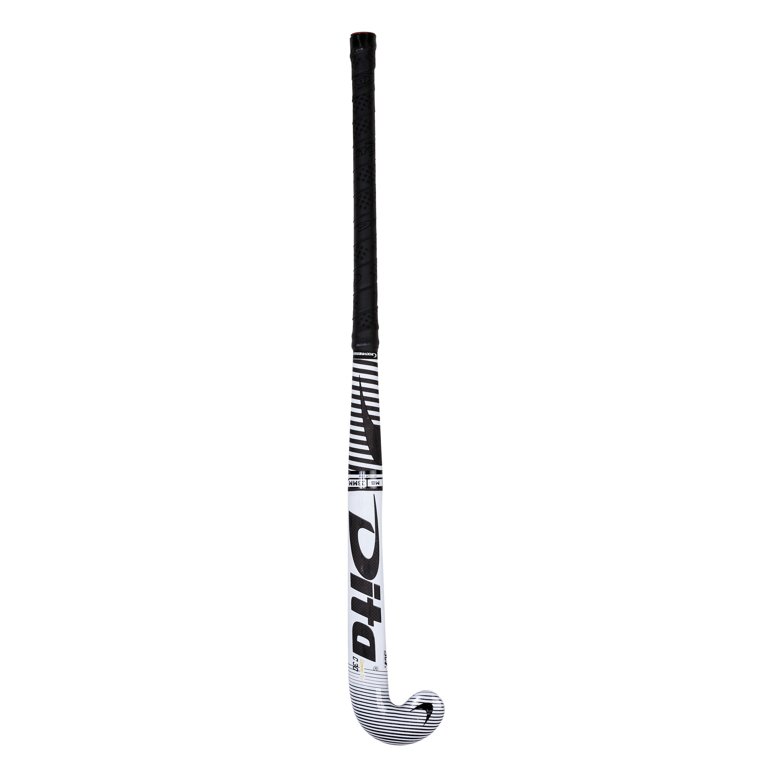 Kids' Field Hockey 30% Carbon Mid Bow Stick CompoTec C30 - White/Black 7/12