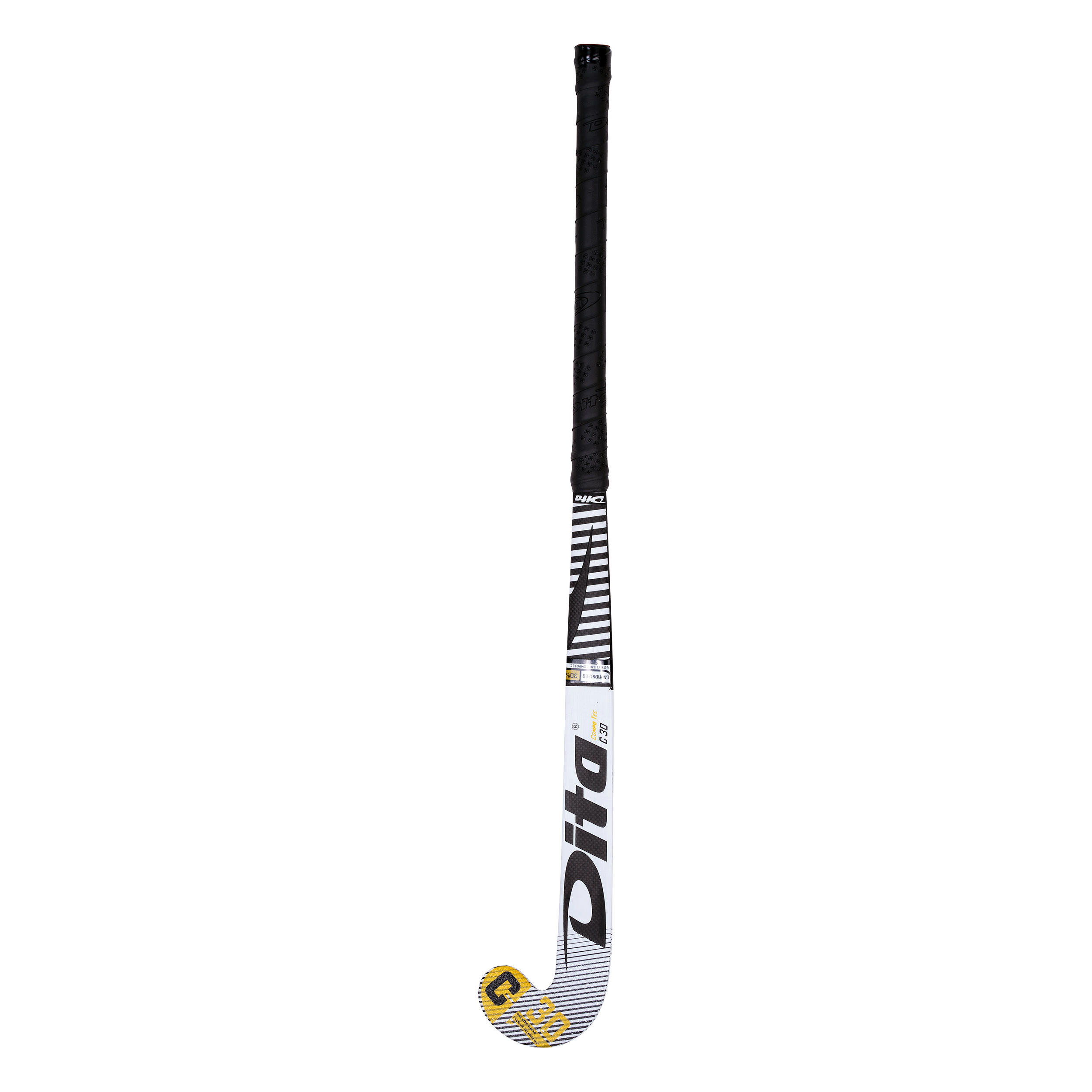Kids' Field Hockey 30% Carbon Mid Bow Stick CompoTec C30 - White/Black 5/12