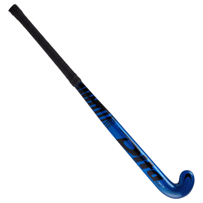 Hockeystick voor tieners Fibertec C20 20% carbon mid bow blauw/zwart