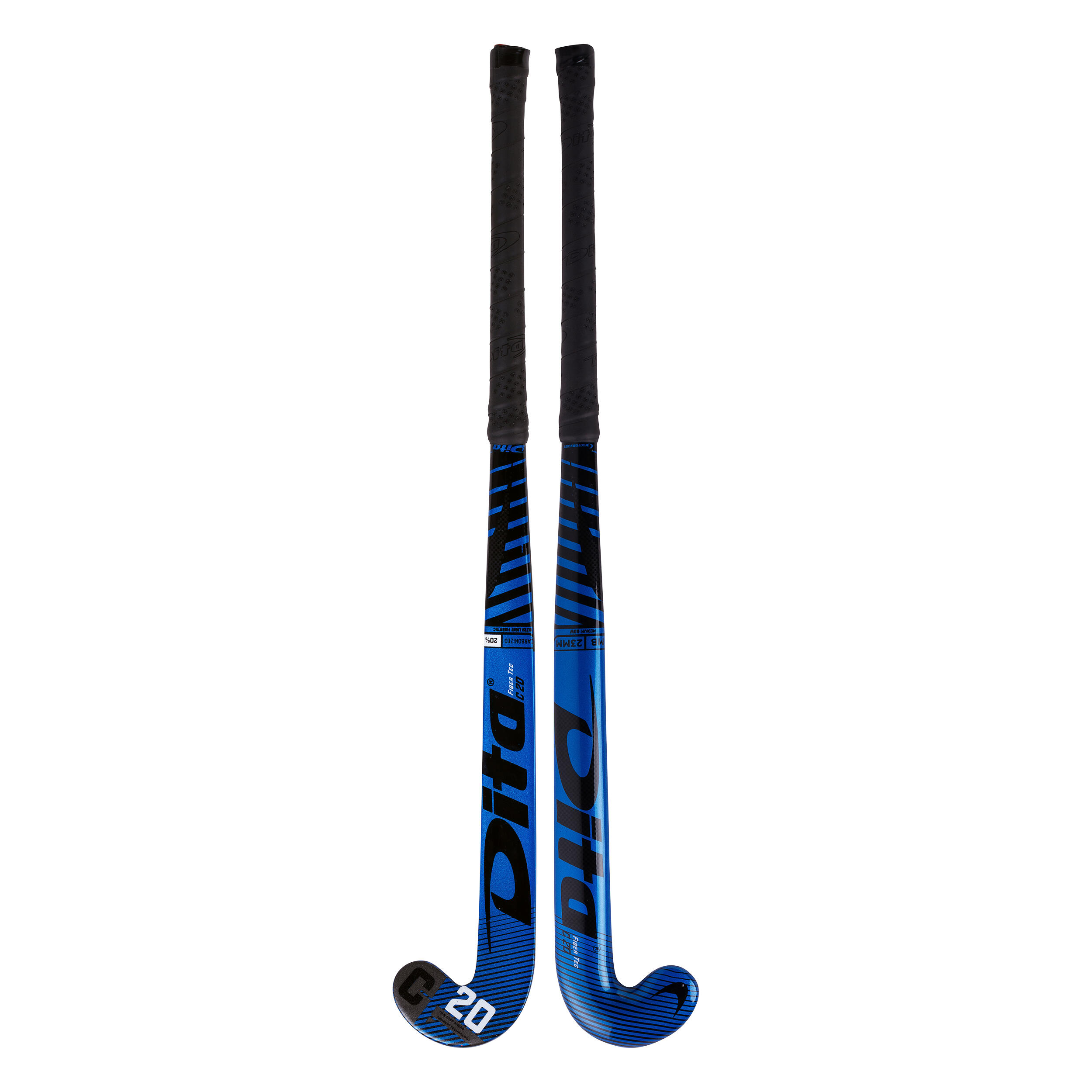 Teens' 20% Carbon Mid Bow Field Hockey Stick Fibertec C20 - Blue/Black 6/12