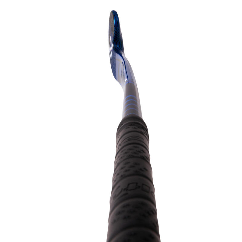 Hockeystick voor tieners Fibertec C20 20% carbon mid bow blauw/zwart