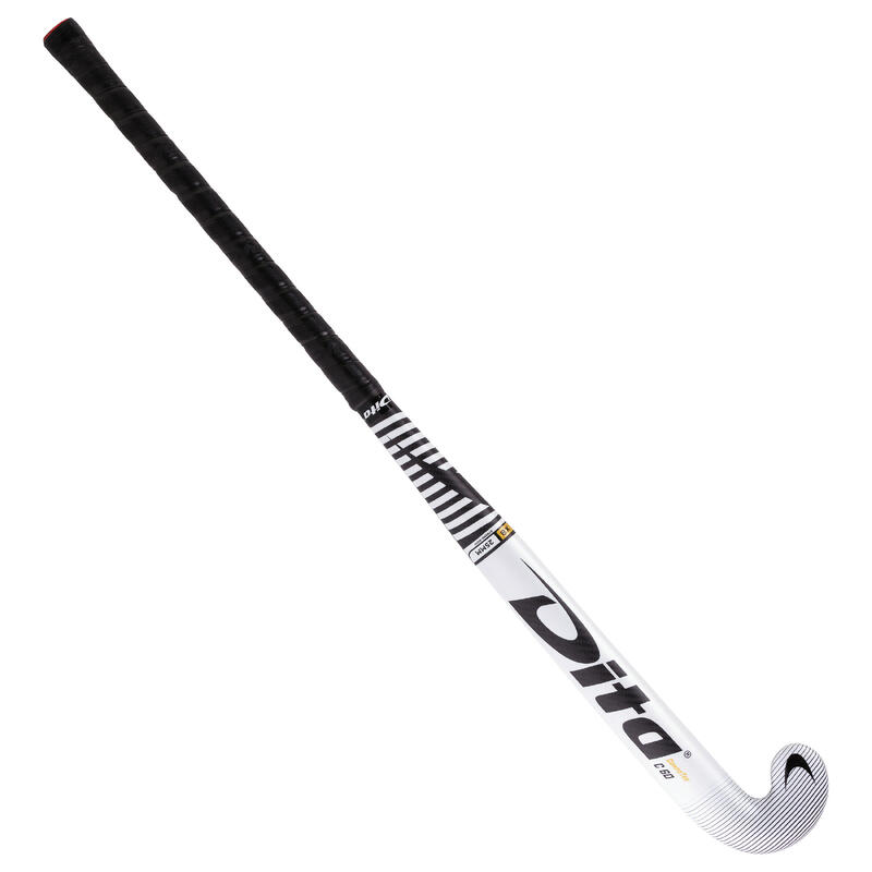 Hockeystick compotec C60 extra low bow, 60% carbon wit/zwart