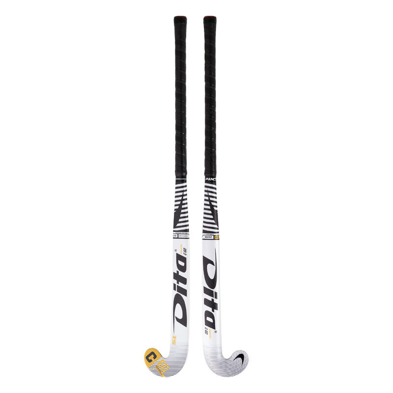 Hockeystick compotec C60 extra low bow, 60% carbon wit/zwart