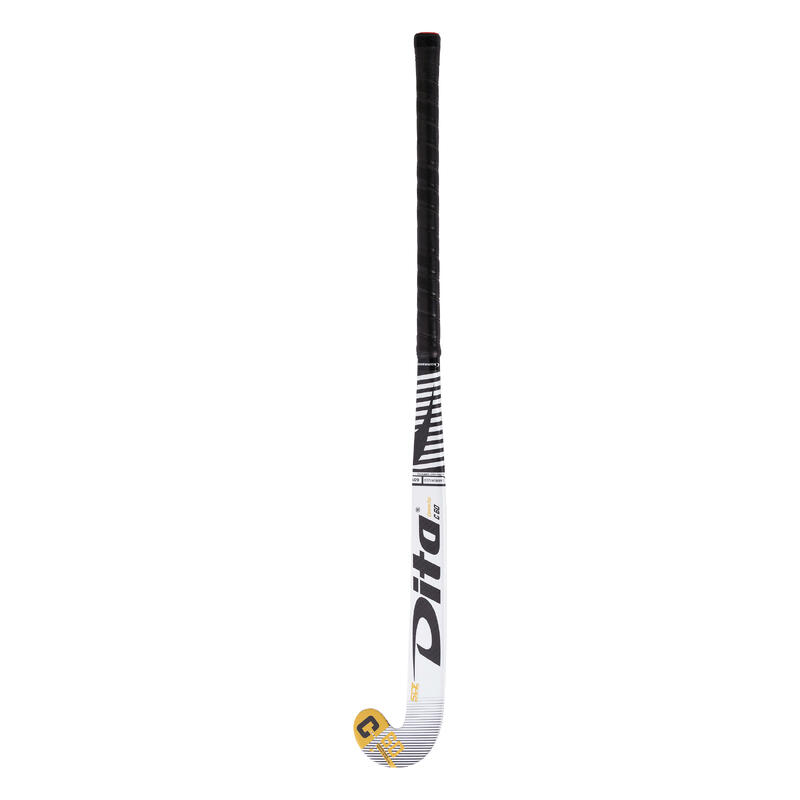 Veldhockeystick voor volwassenen expert compotec C60 Xlowbow 60% carbon wit/zwart