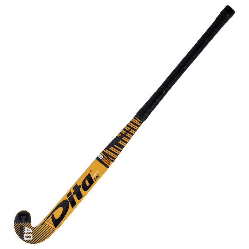 Stick de hockey ado expert 40% carbone low bow Carbotec Pro C40 noir doré
