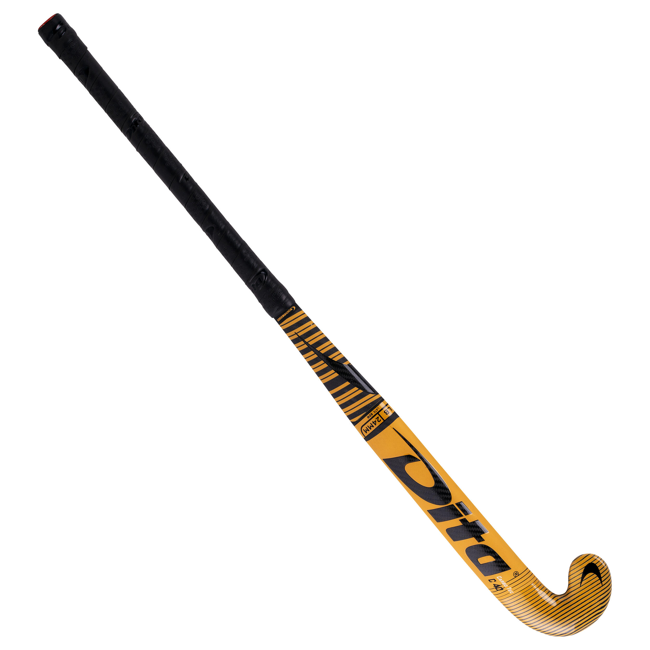 Kids' Advanced 40 Carbon Low Bow Field Hockey Stick Carbotec C40 Golden Black DITA Decathlon
