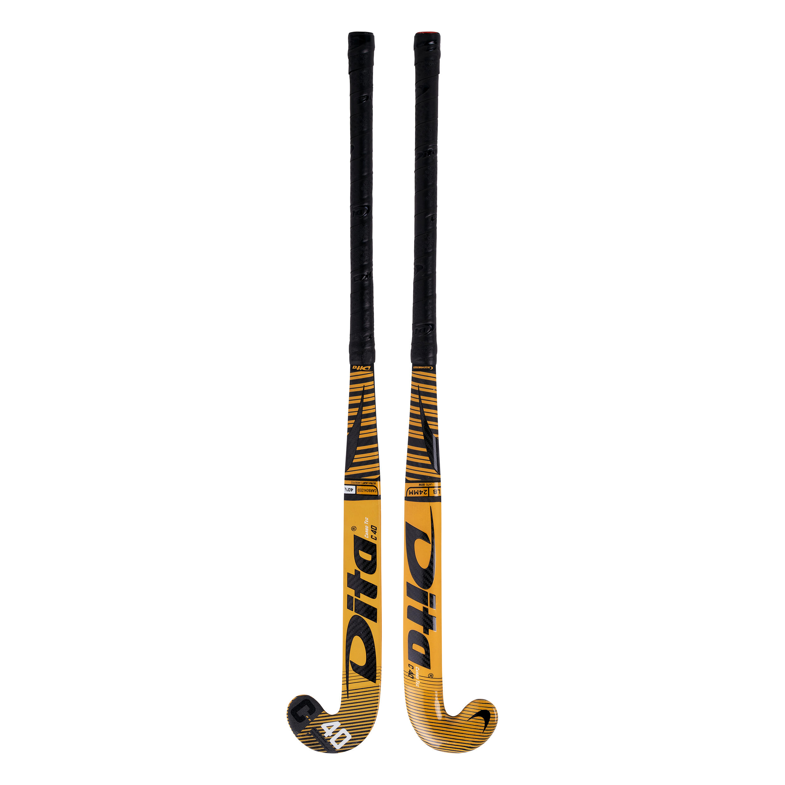 Kids' Advanced 40% Carbon Low Bow Field Hockey Stick Carbotec C40 - Golden Black 6/12