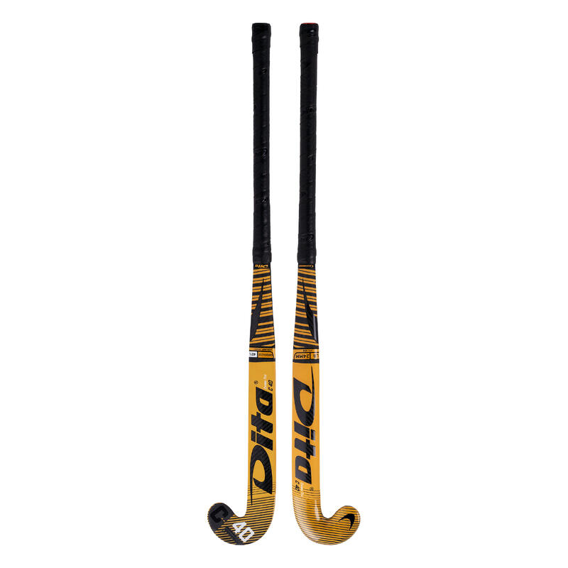 Hockeystick voor tieners Carbotec Pro C40 expert 40% carbon low bow zwart/goud