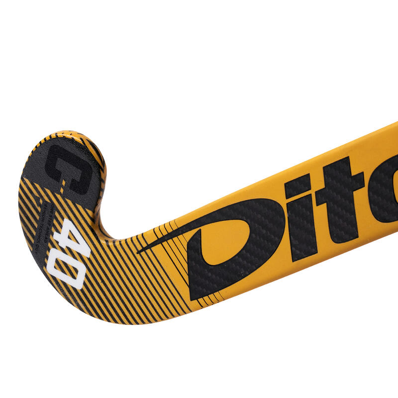 Stick de hockey adolescente experto 40% carbono low bow Carbotec Pro C40 negro dorado 