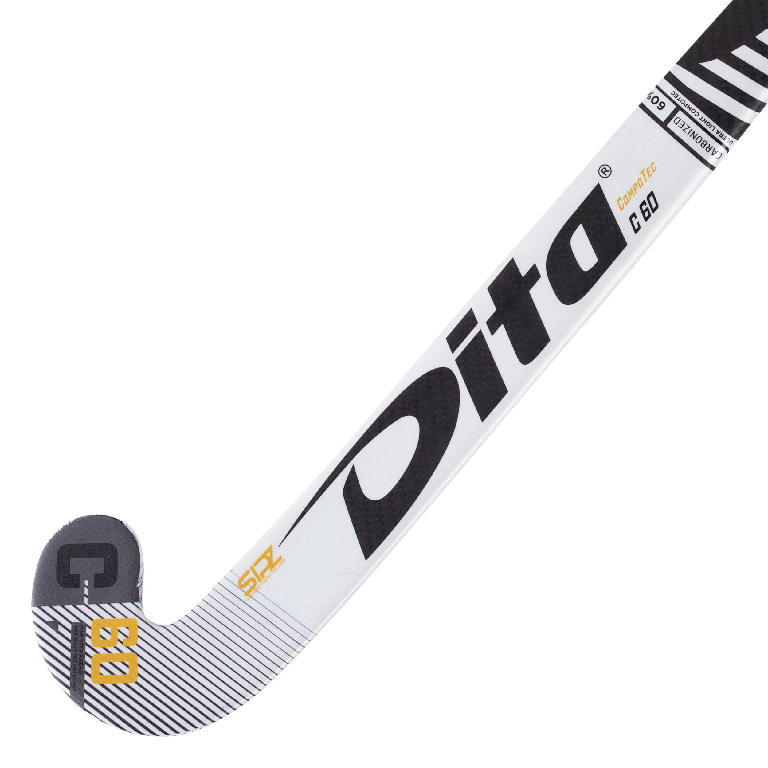Adult Intermediate 60% Carbon Low Bow Field Hockey Stick CompotecC60 - White/Black 3/12