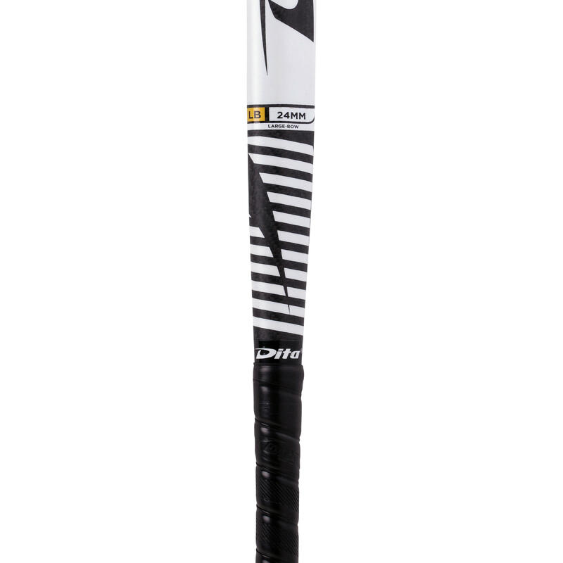 Hockeystick voor gevorderde volwassenen Compotec C60 low bow 60% carbon wit/zwart