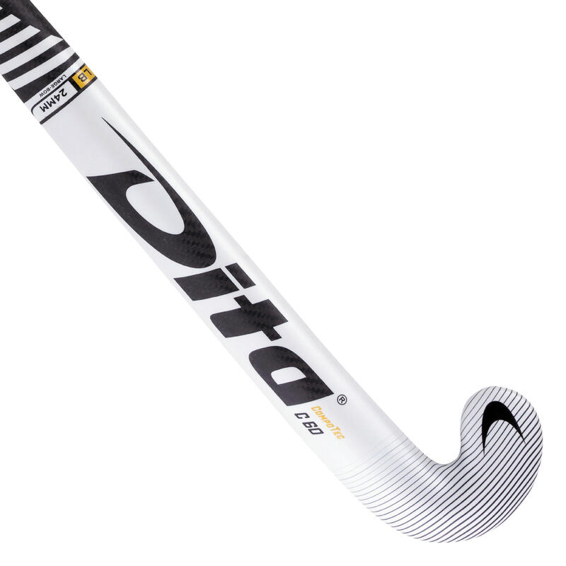 Hockeystick Compotec C60 low bow, 60% carbon wit/zwart