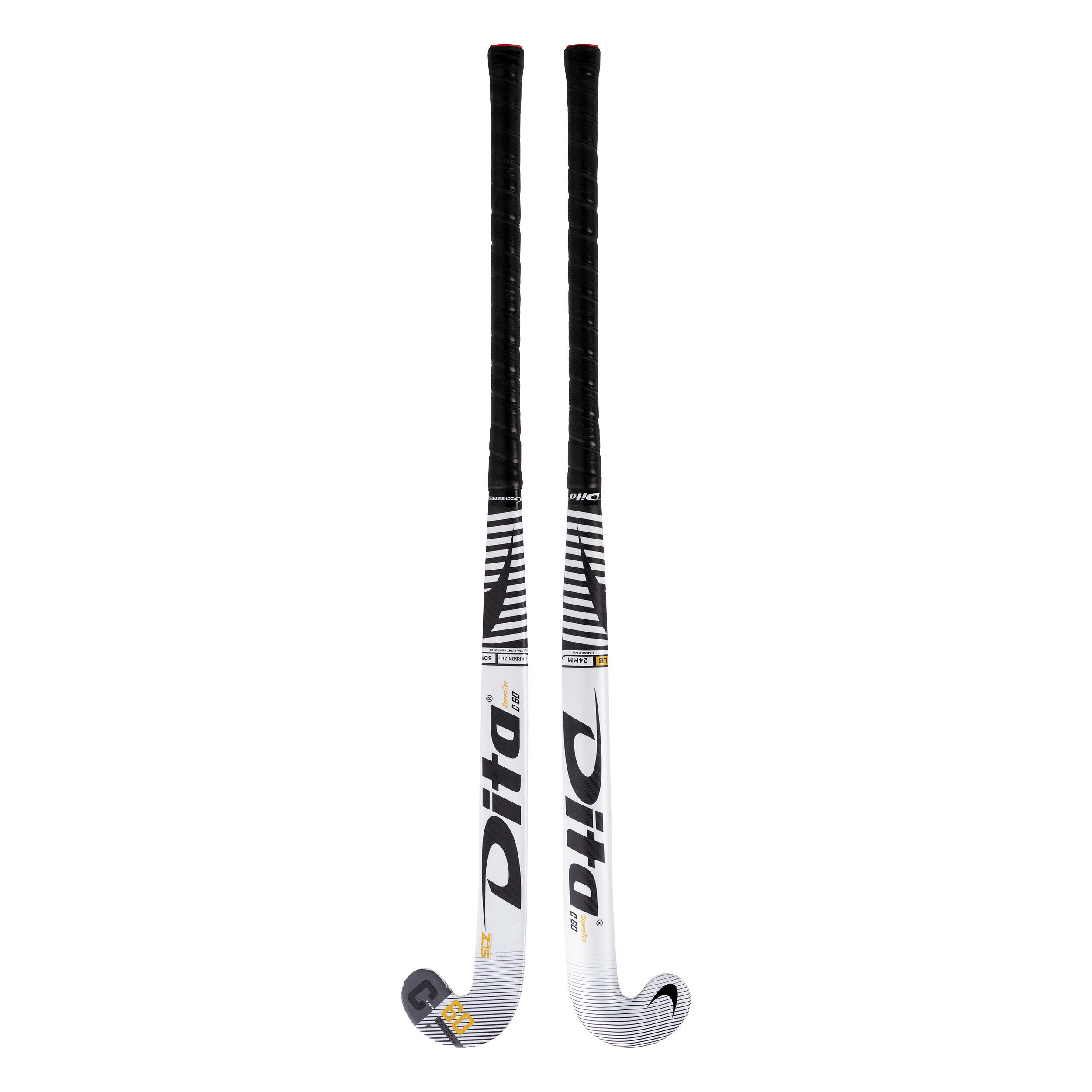 Adult Intermediate 60% Carbon Low Bow Field Hockey Stick CompotecC60 - White/Black 6/12