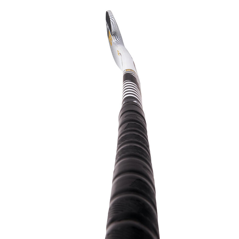 Hockeystick voor gevorderde volwassenen Compotec C60 low bow 60% carbon wit/zwart