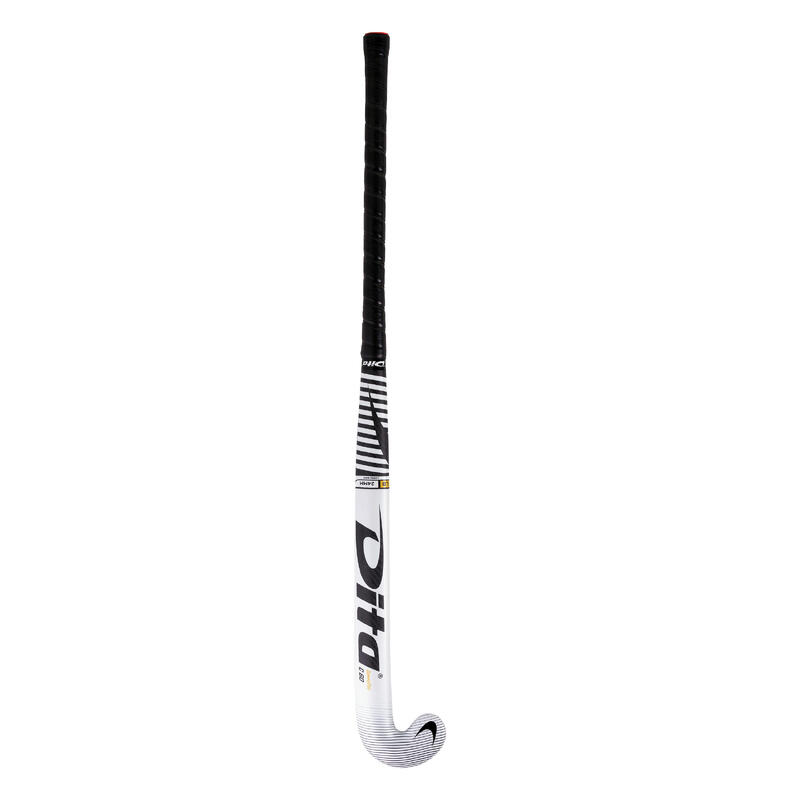 Hockeystick voor gevorderde volwassenen Compotec C60 low bow 60% carbon wit/zwart