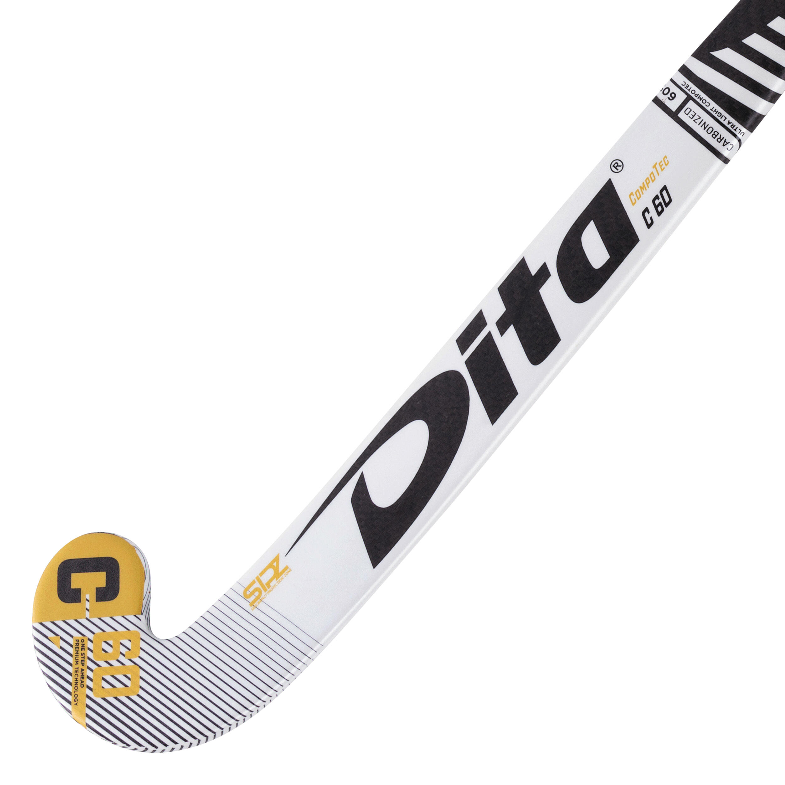 Adult Intermediate 60% Carbon Mid Bow Field Hockey Stick CompotecC60 - White/Black 3/12