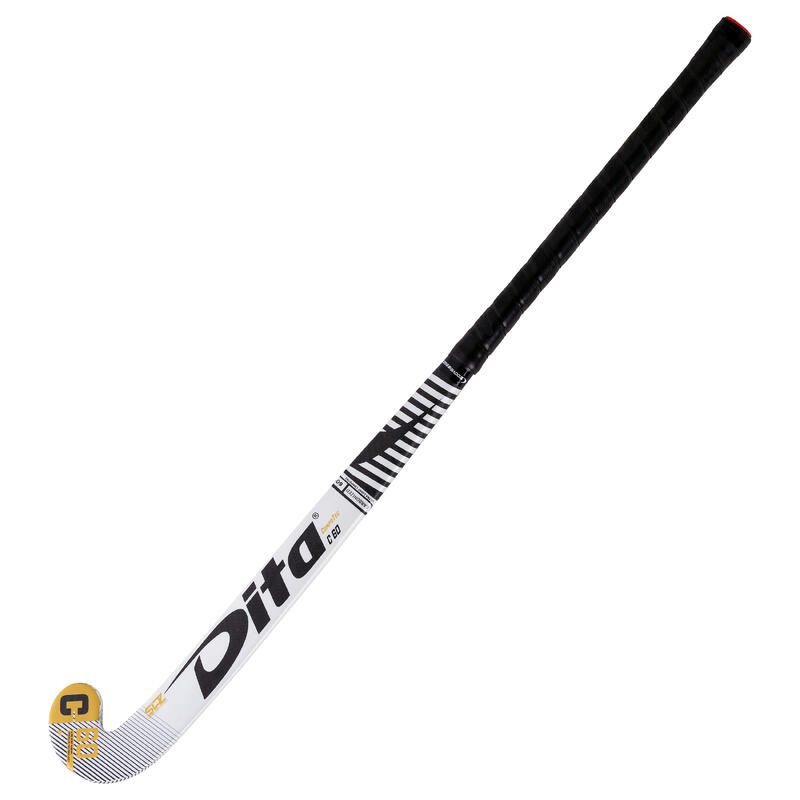 Stick de hockey adulte confirmé mid bow 60% carbone CompotecC60 blanc noir