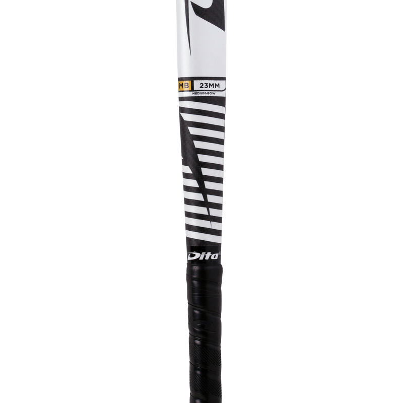 Hockeystick voor gevorderde volwassenen Compotec C60 mid bow 60% carbon wit/zwart