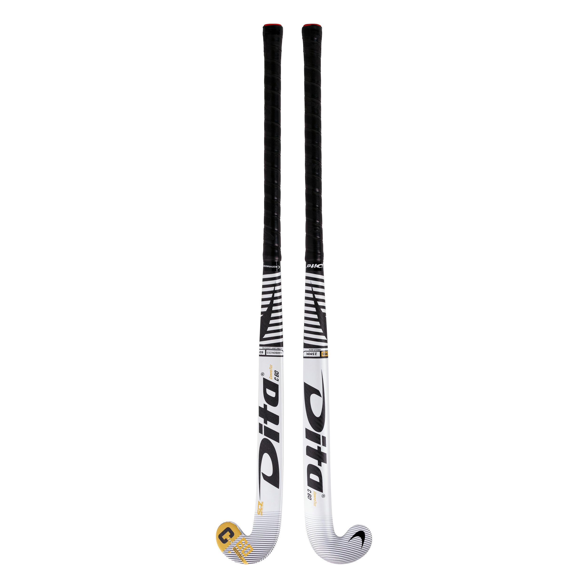 Adult Intermediate 60% Carbon Mid Bow Field Hockey Stick CompotecC60 - White/Black 6/12