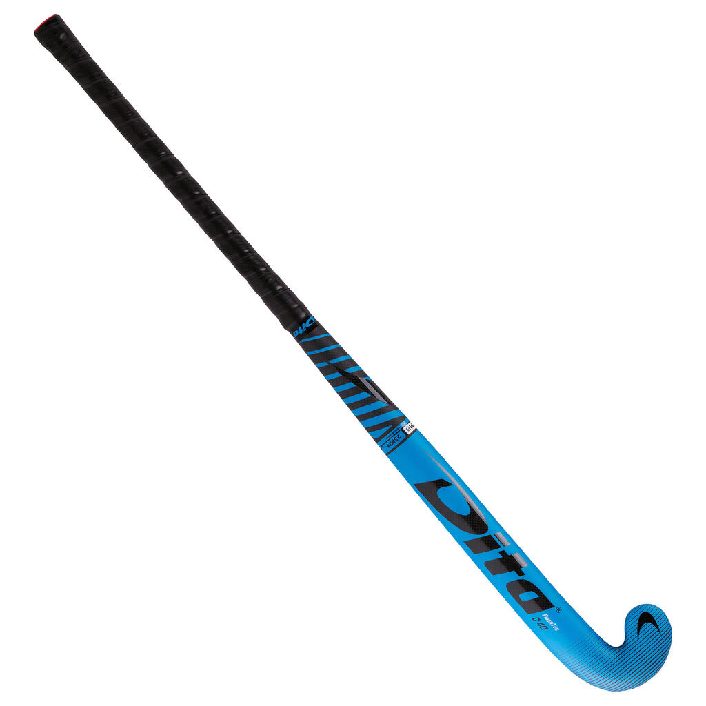 Hokejka pre pokročilých dospelých hráčov 40% karbón mid bow FiberTec C40 modrá