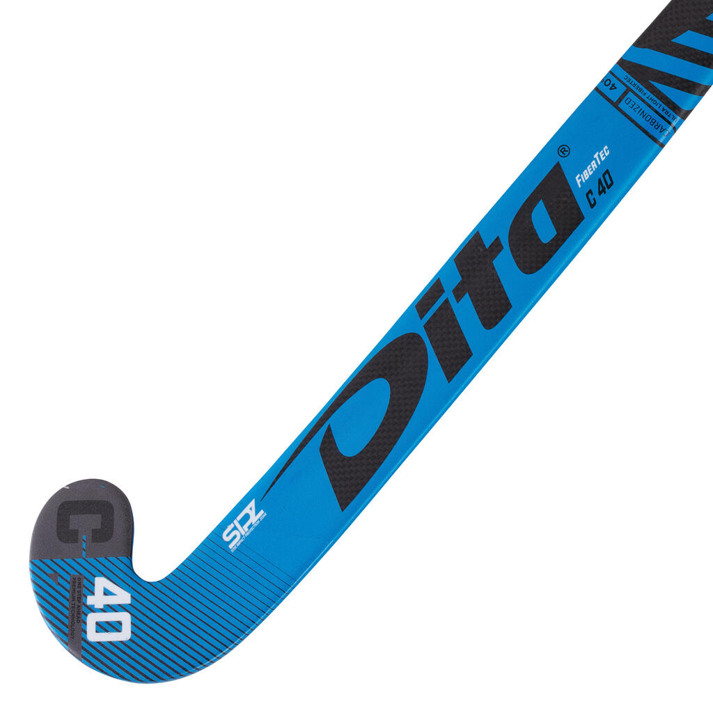 Adult Intermediate 40% Carbon Low Bow Field Hockey Stick FiberTecC40 - Blue/Black
