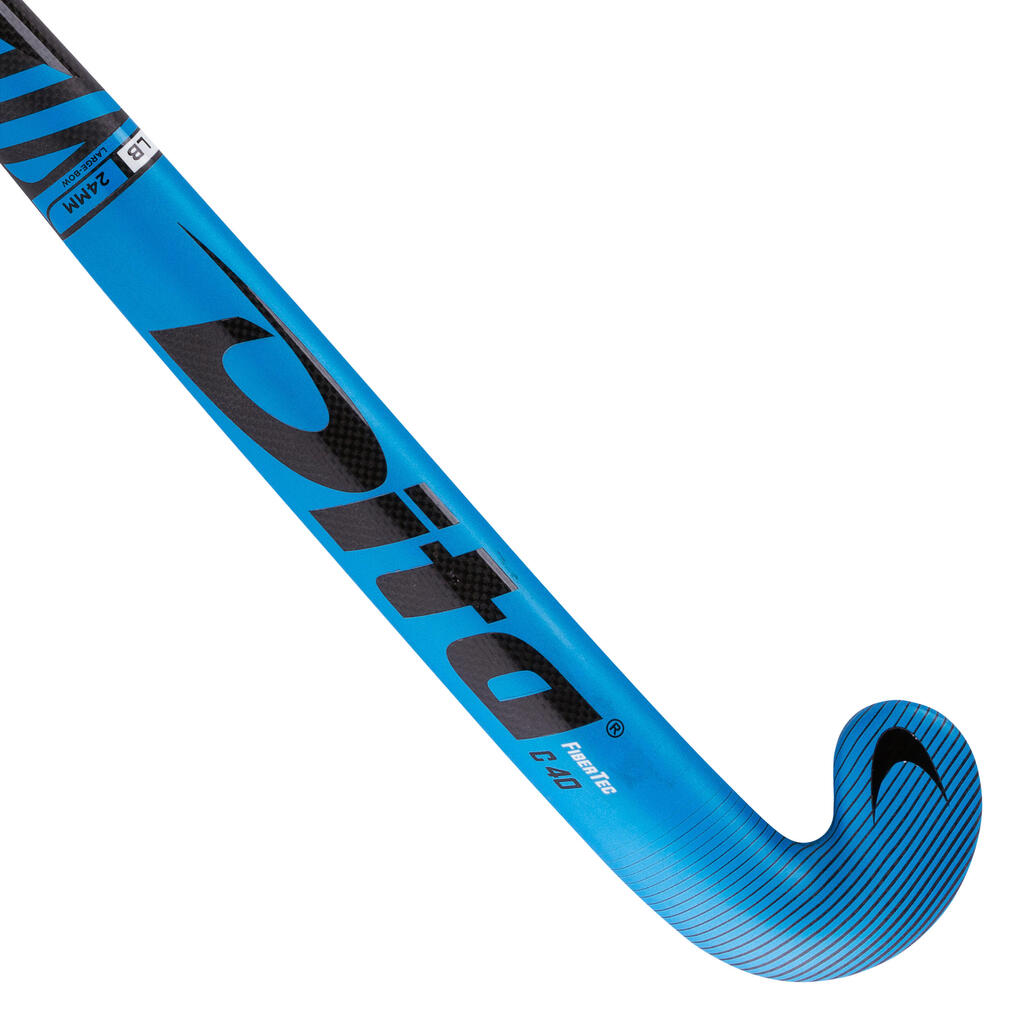 Adult Intermediate 40% Carbon Low Bow Field Hockey Stick FiberTecC40 - Blue/Black