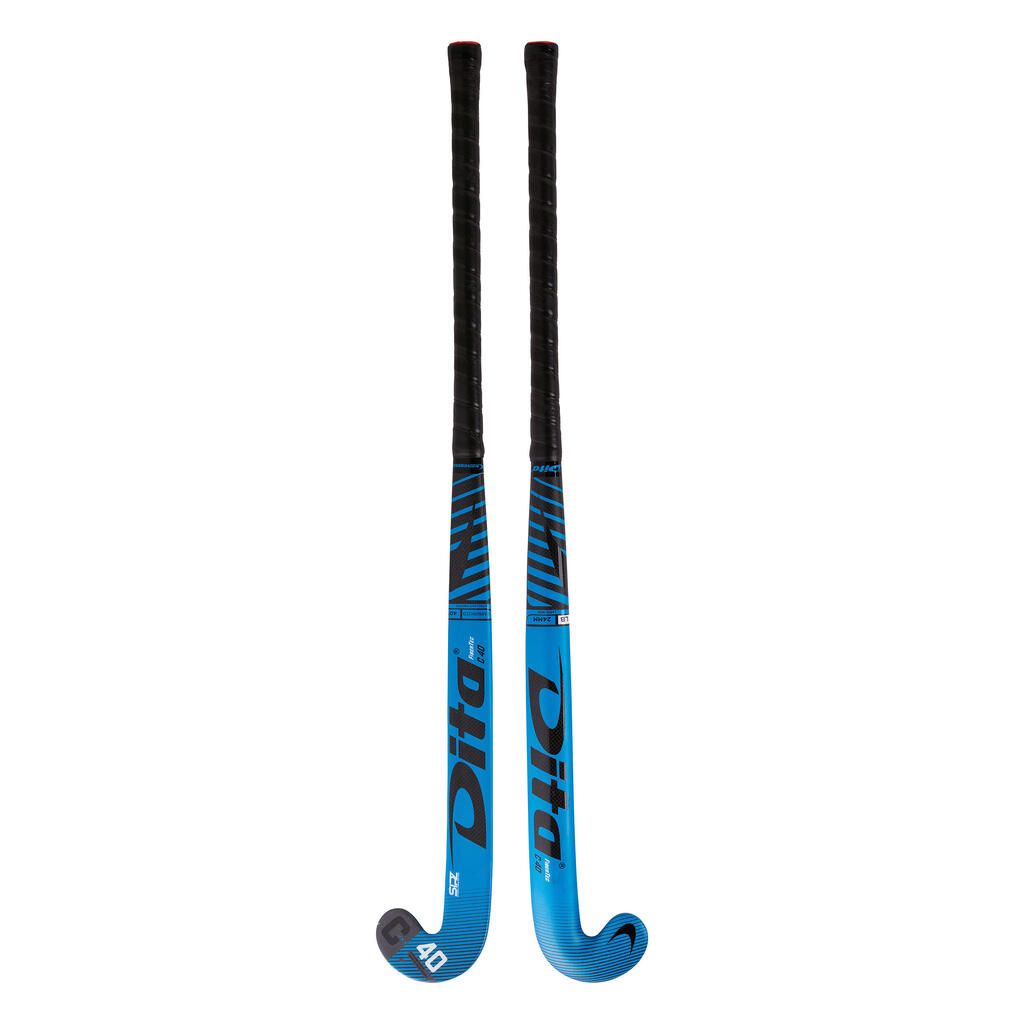 Adult Intermediate 40% Carbon Low Bow Field Hockey Stick FiberTecC40 - Blue/Black