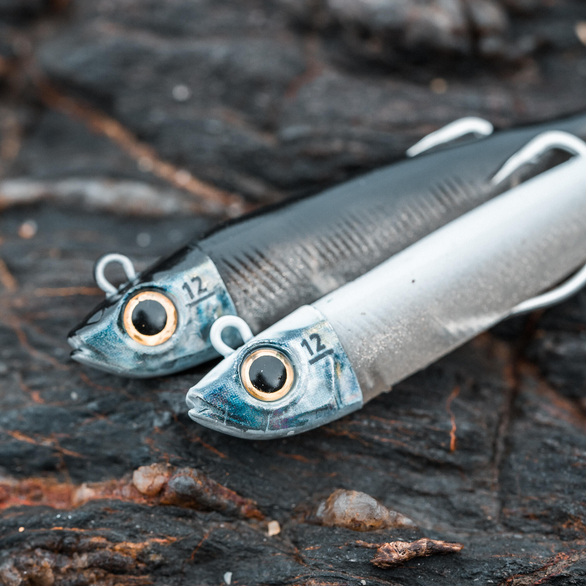 Set softbaits voor zeevissen Ancho 120 Texas shad zwarte rug/witte rug 12 g 4/11