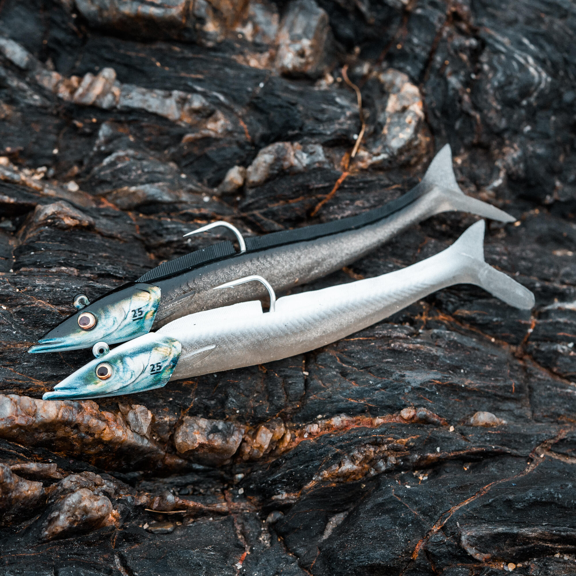 Leurres souples shad lançon 25 g - Combo Eelo 150 noir/blanc 4/13