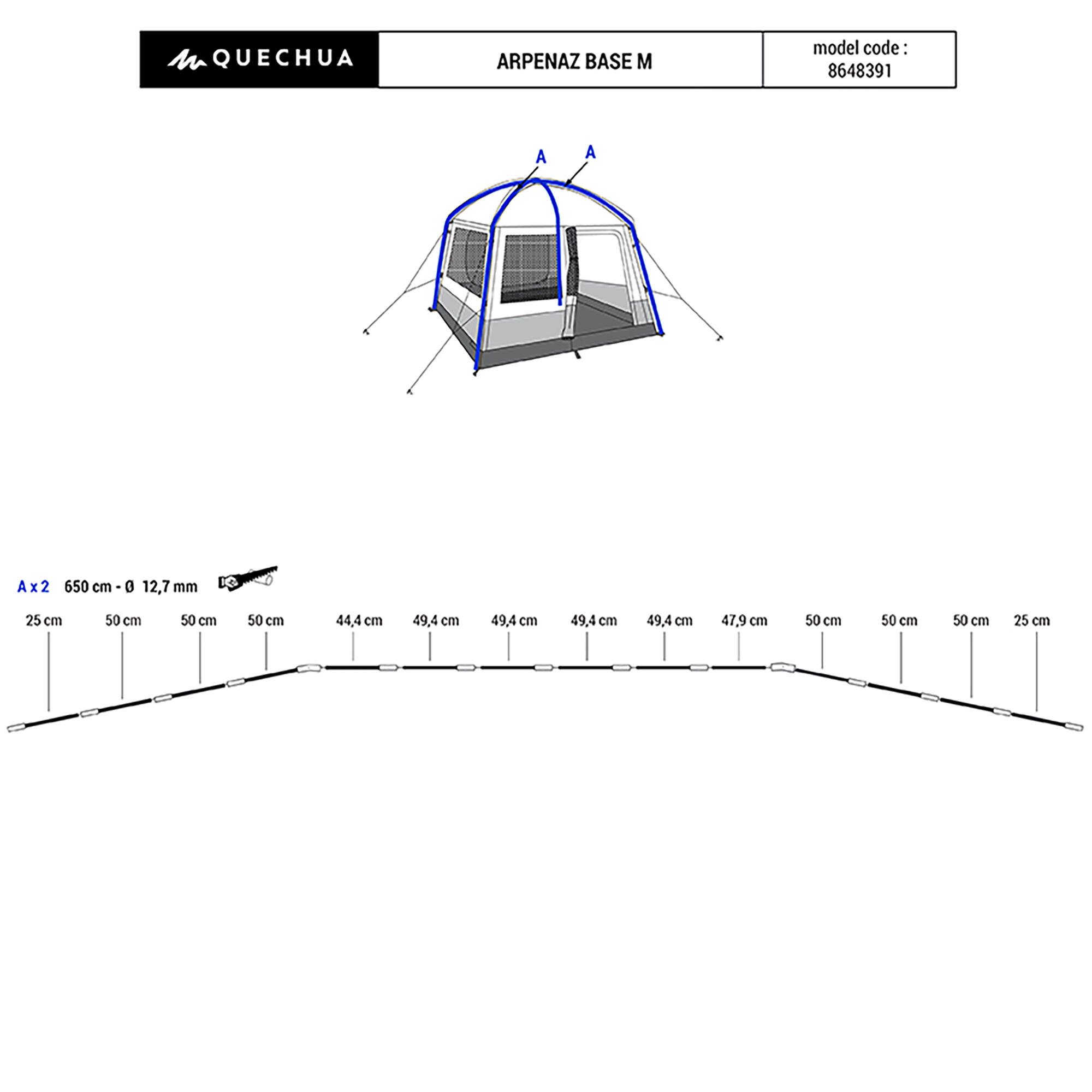 Gazebo ad archi campeggio ARPENAZ BASE M | 6 Posti 38/47