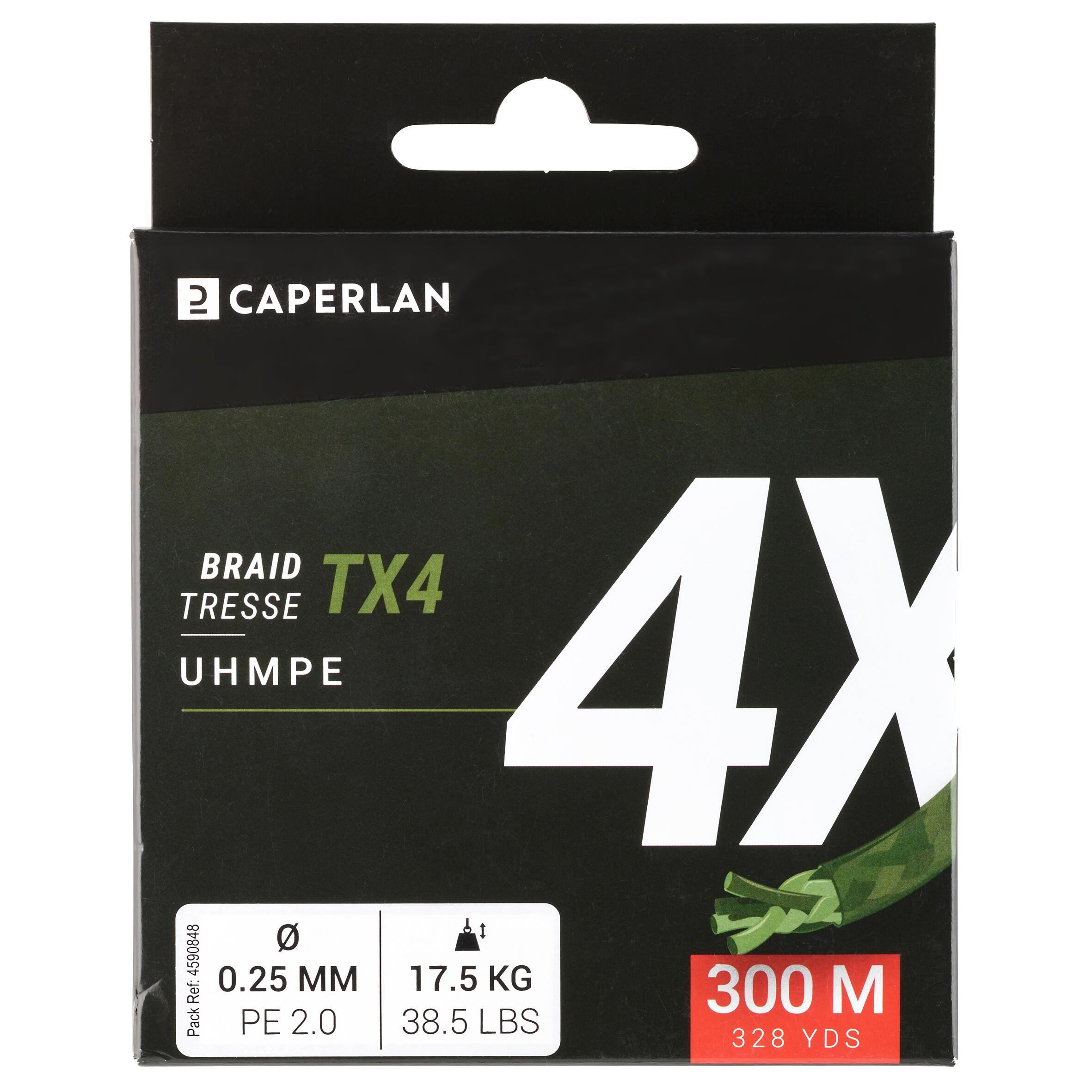 Tresse pour pêche aux leurres 300 m - TX4 vert - CAPERLAN