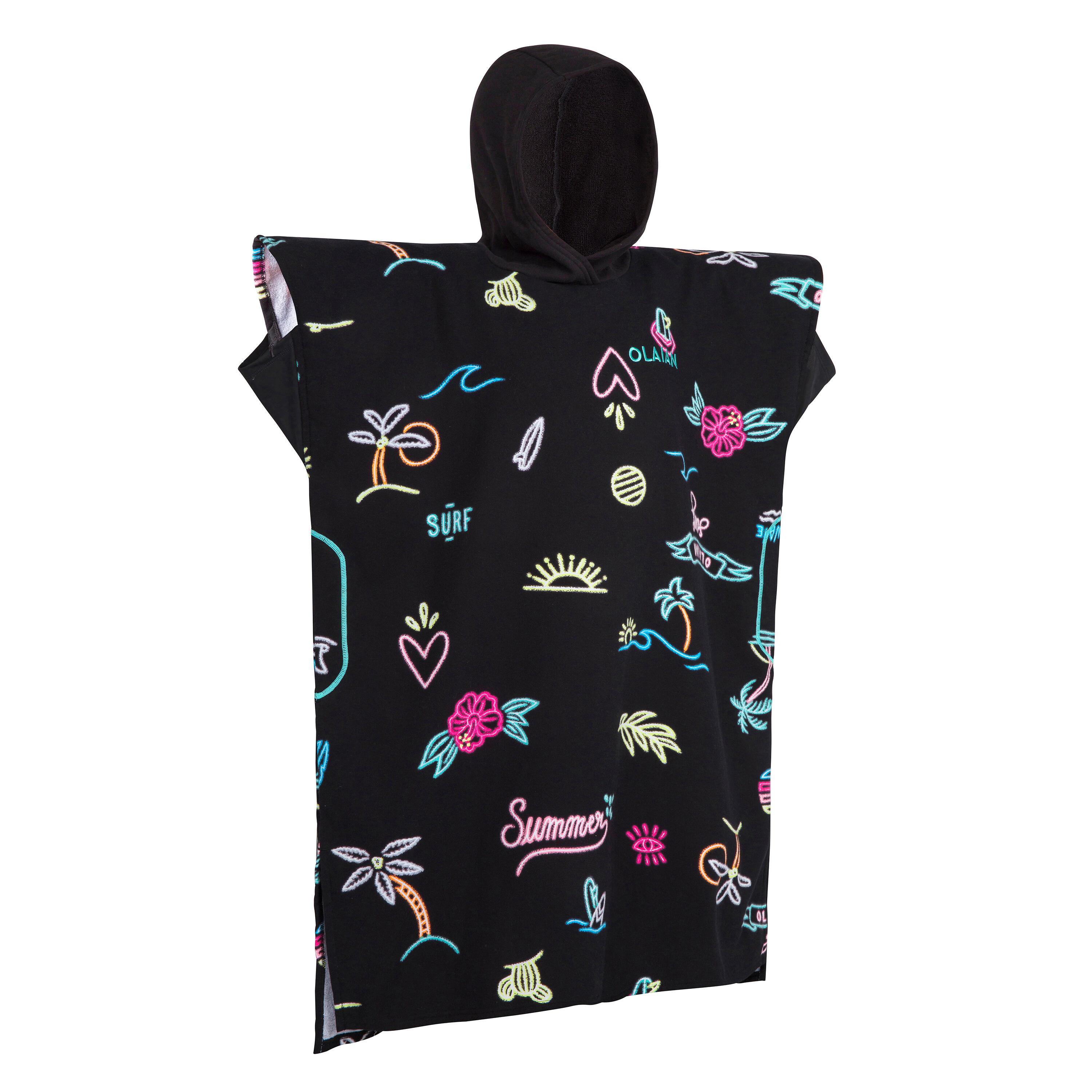 OLAIAN KIDS' SURF PONCHO 550 (135 to 160 cm) - Neon
