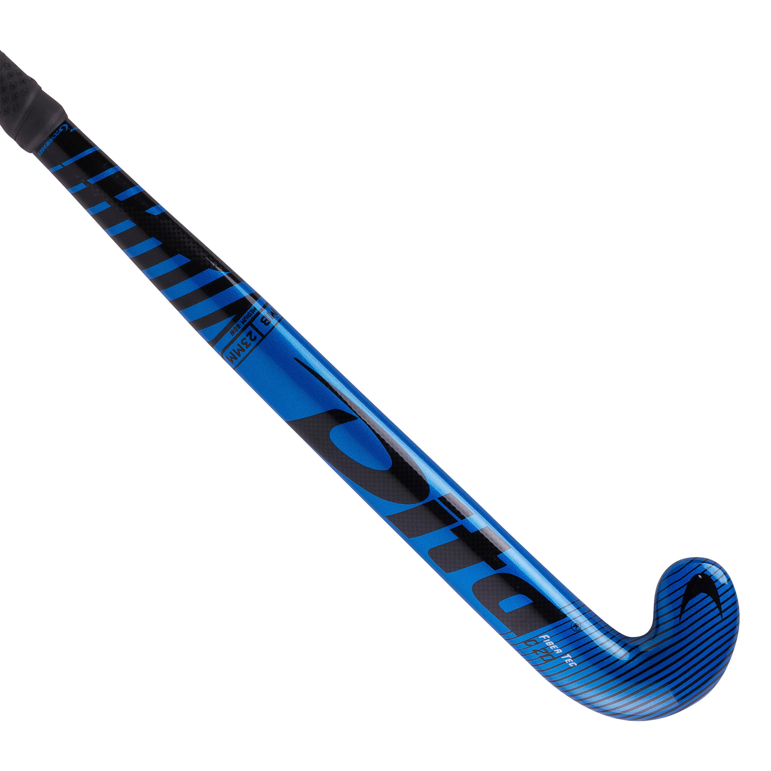 Teens' 20% Carbon Mid Bow Field Hockey Stick Fibertec C20 - Blue/Black 1/12