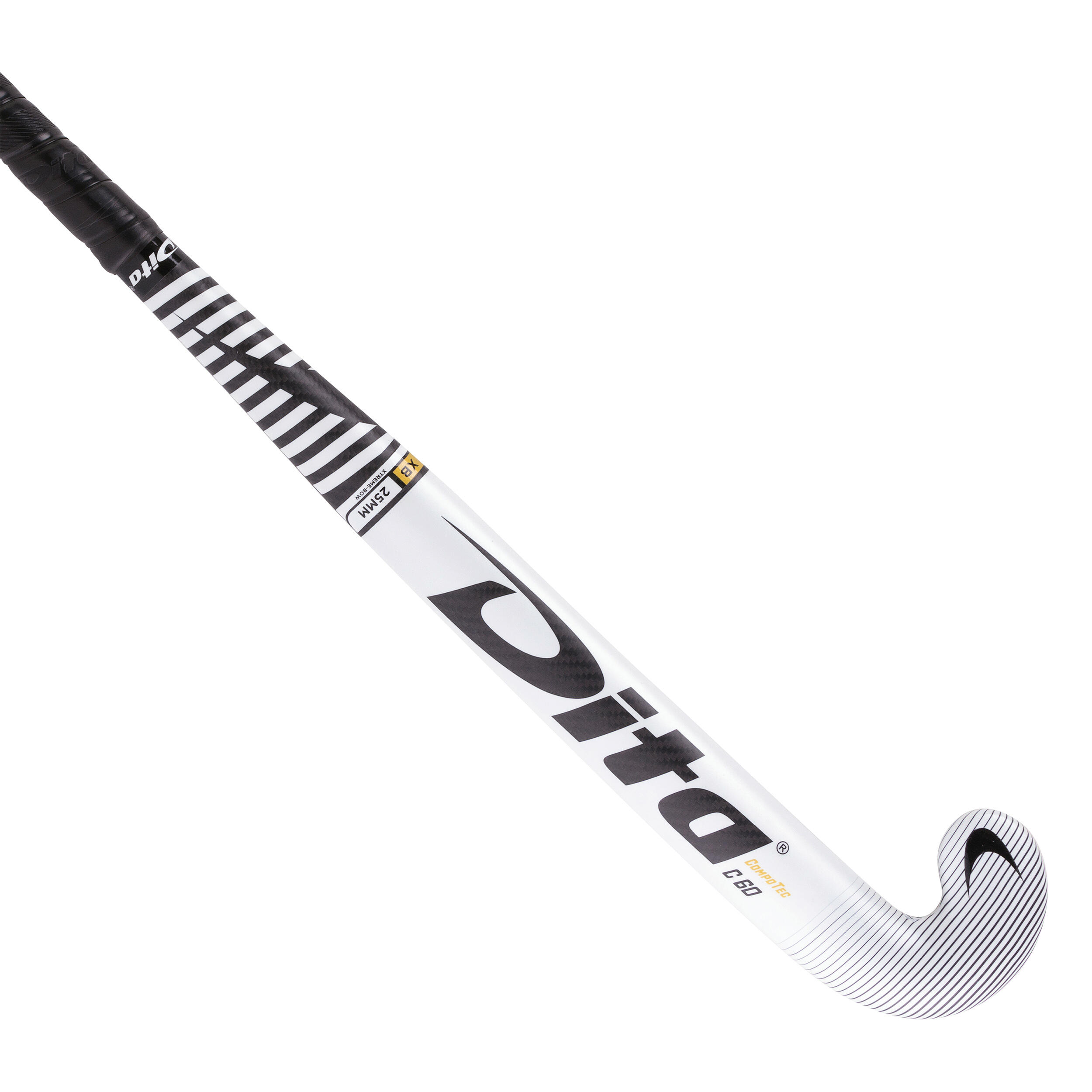 Adult Field Hockey Advanced 60% Carbon X-Low Bow Stick CompotecC60 - White/Black 1/12