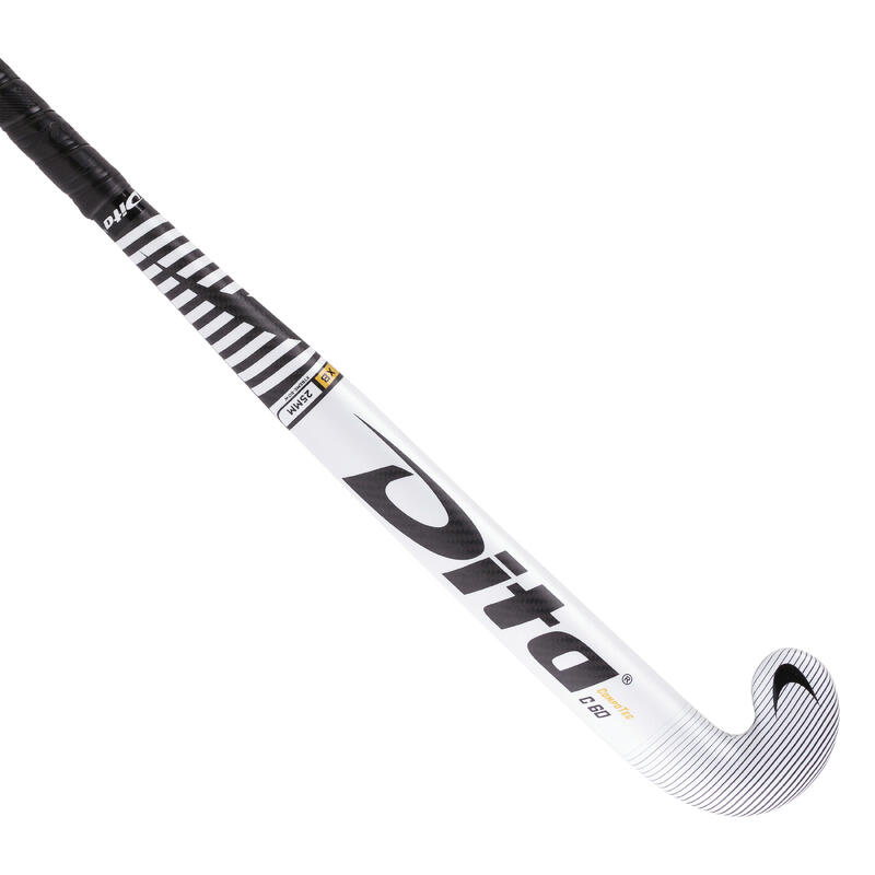 Hockeystick compotec C60 extra low bow, 60% carbon wit/zwart