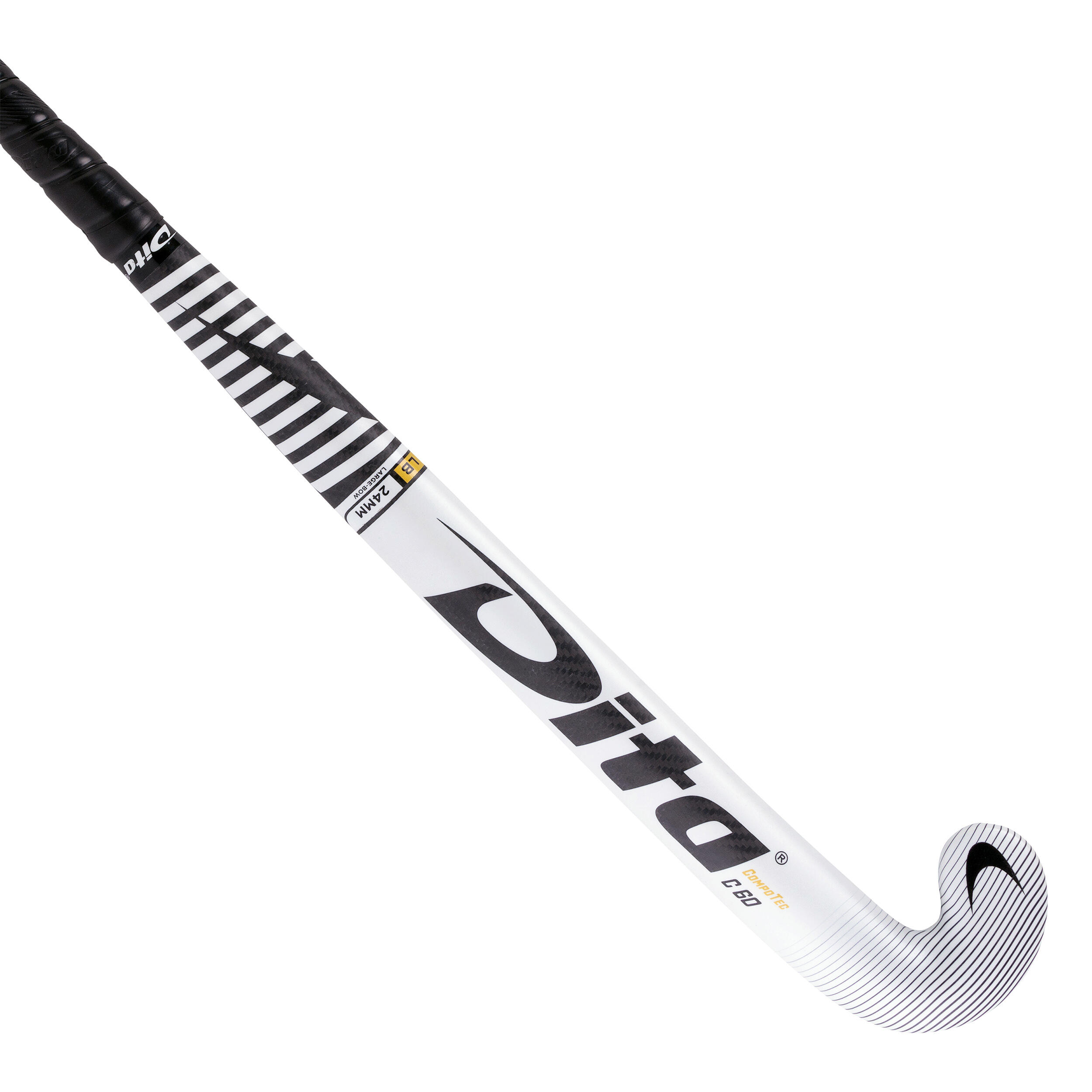 Adult Intermediate 60% Carbon Low Bow Field Hockey Stick CompotecC60 - White/Black 1/12