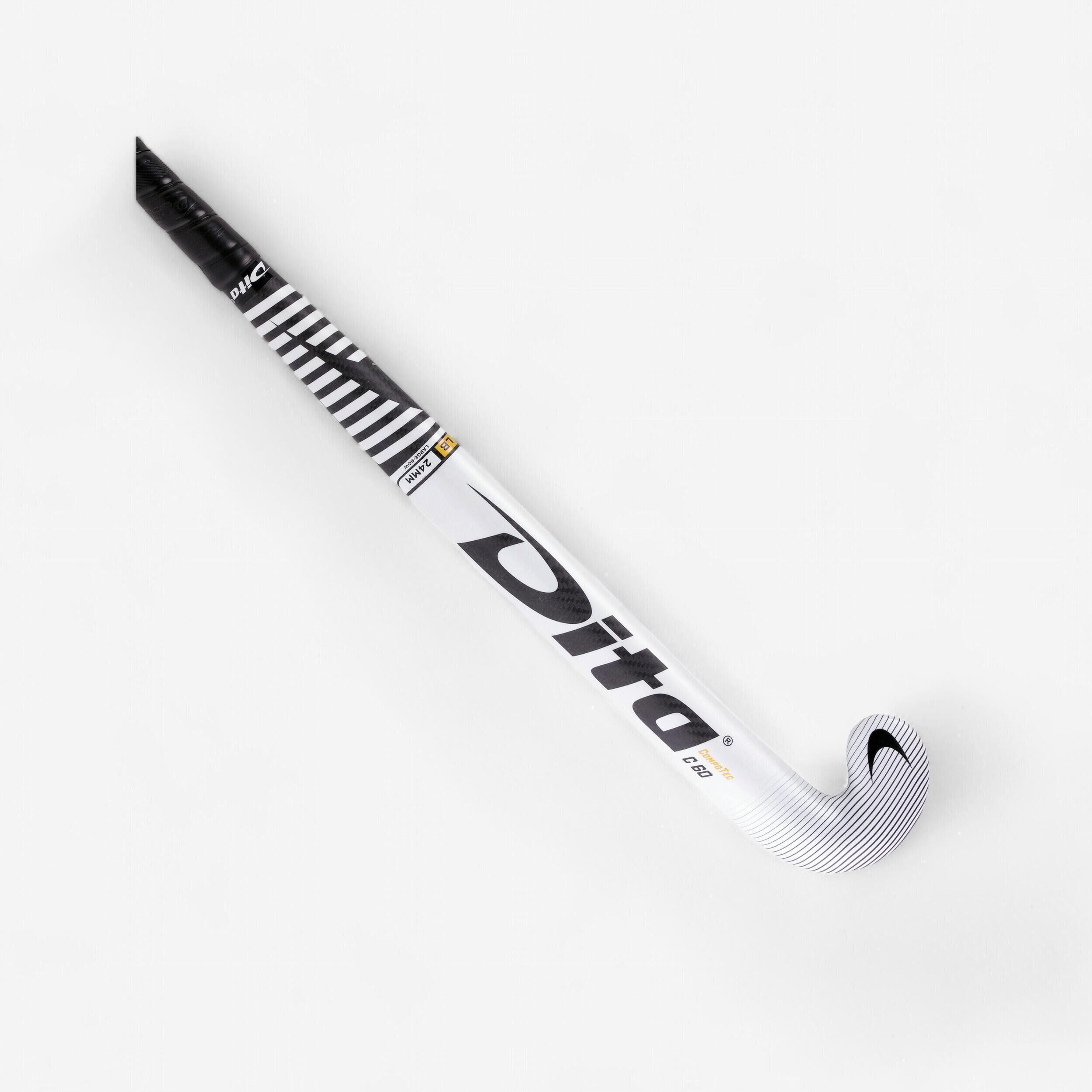 DITA Adult Intermediate 60% Carbon Low Bow Field Hockey Stick CompotecC60 - White/Black