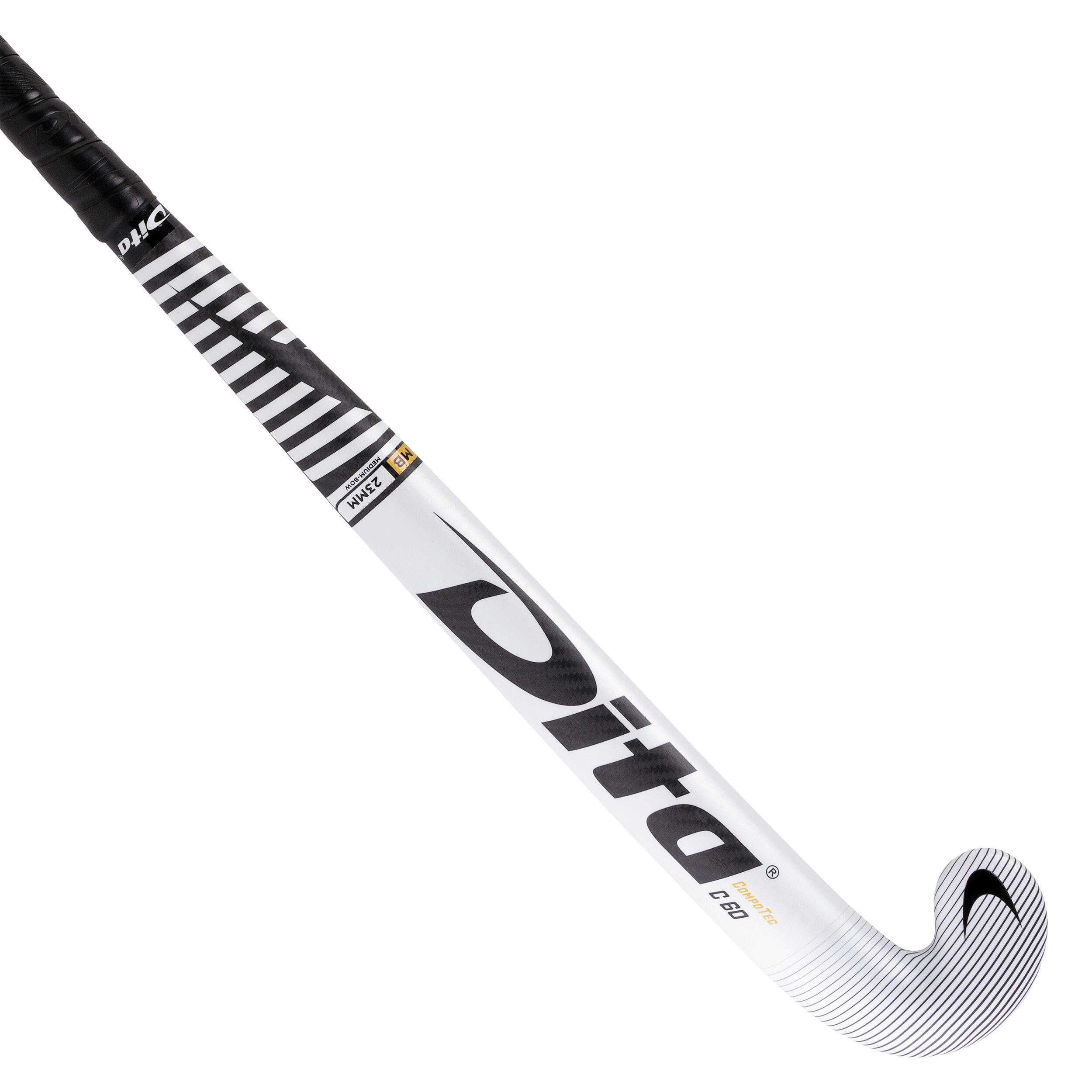 Adult Intermediate 60% Carbon Mid Bow Field Hockey Stick CompotecC60 - White/Black 1/12