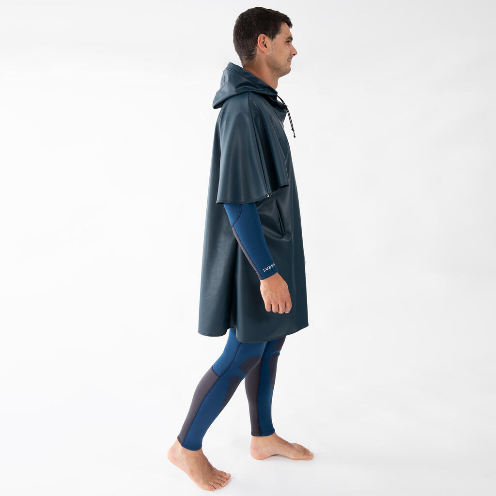 Poncho winddicht Fleece Tauchen SCD dunkelblau