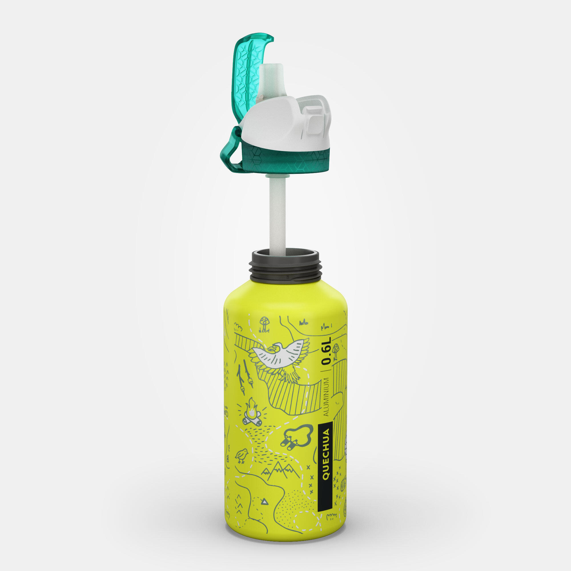 0.6 L aluminium flask with instant cap and pipette for hiking 9/11