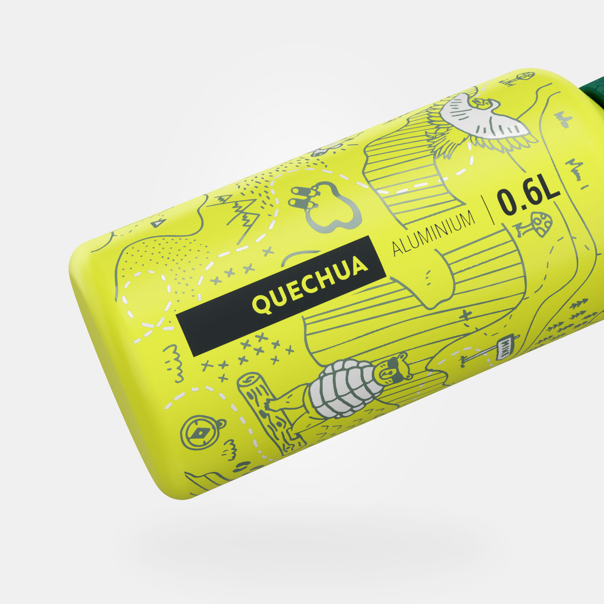 Kids’ Aluminum Water Bottle with Instant Cap 0.6 L, 500 - QUECHUA