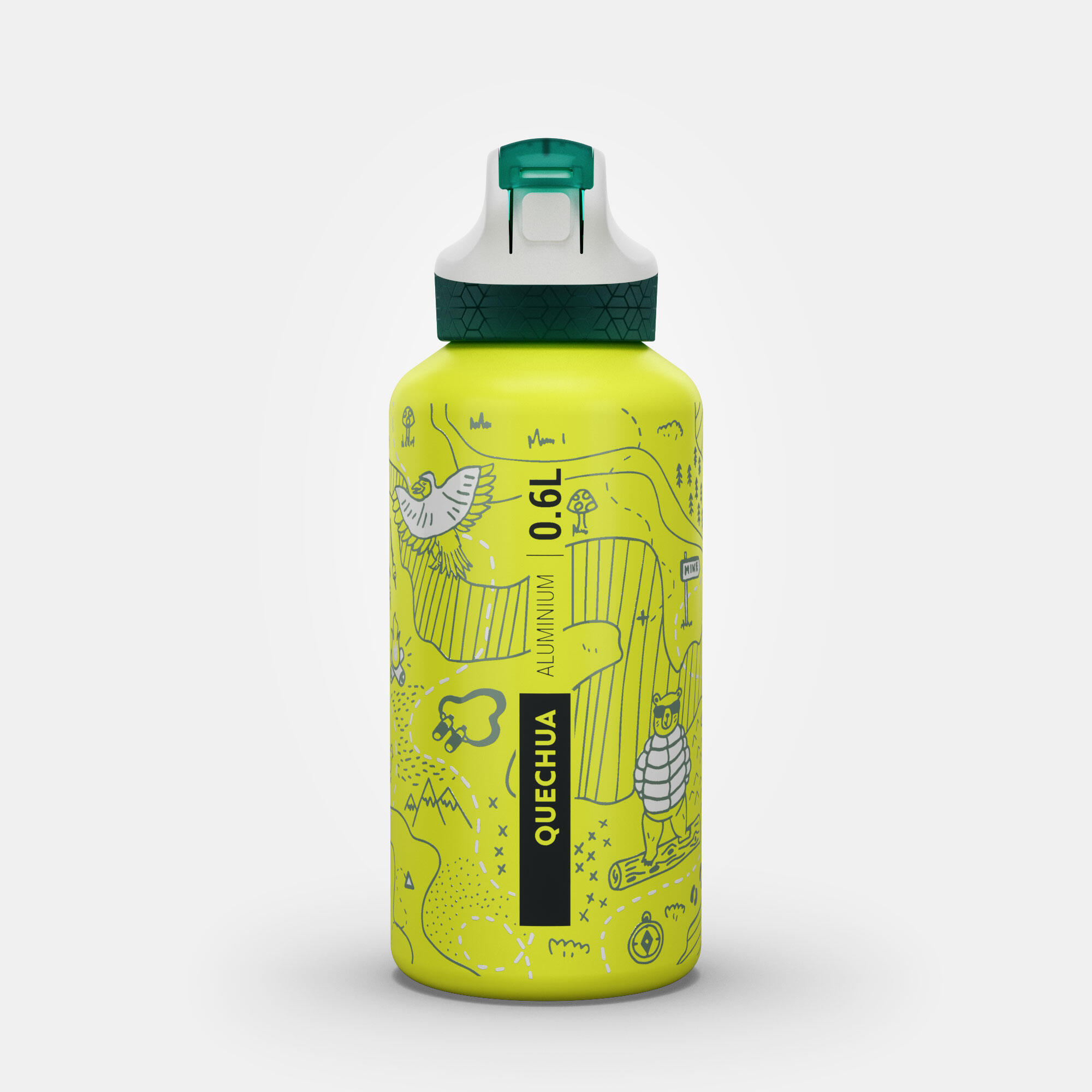 Kids’ Aluminum Water Bottle with Instant Cap 0.6 L, 500 - QUECHUA