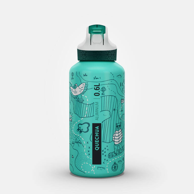 Hiking 0.6L Recycled Aluminium Water Bottle 900 instant cap with a bite valve