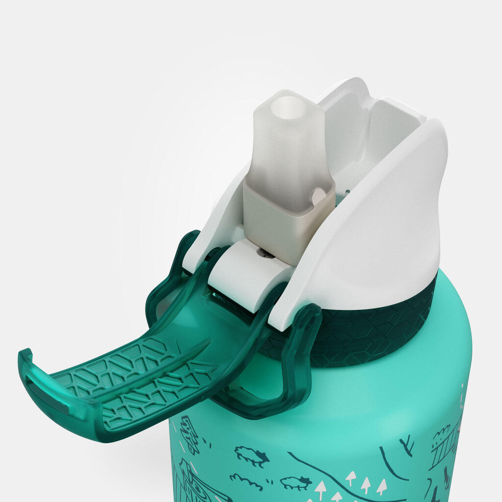 0.6 L kids’ alum. water flask 500 with instant cap, pipette & straw, for hiking