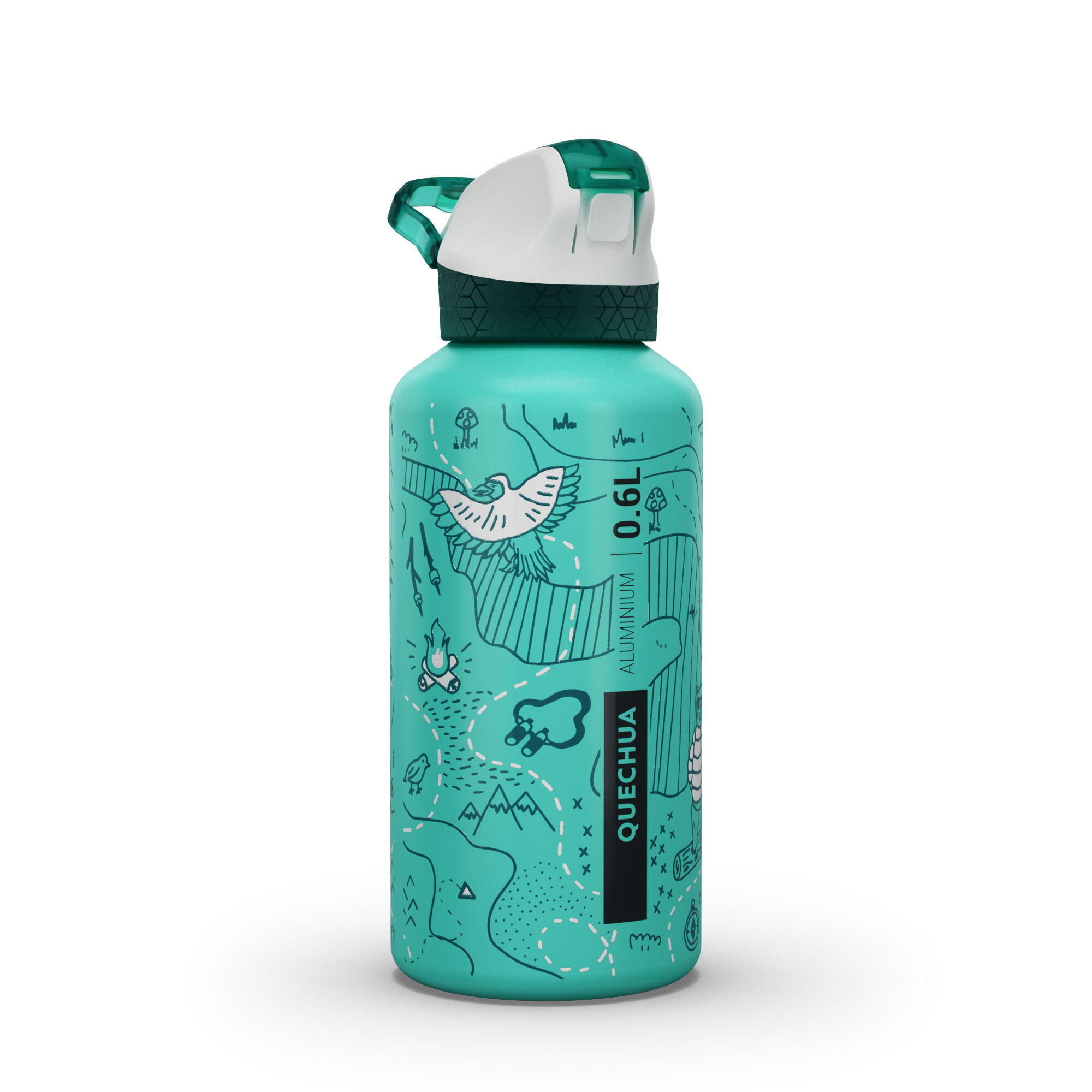 Bidon cu Pipetă și Deschidere Rapidă Drumeție 900 Aluminiu 0,6 L QUECHUA decathlon.ro